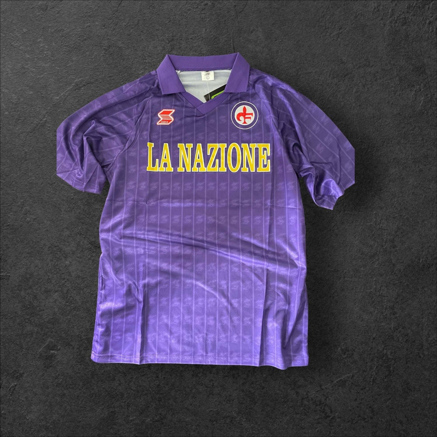 Fiorentina Home 1990-91 jersey with La Nazione logo in classic violet color.