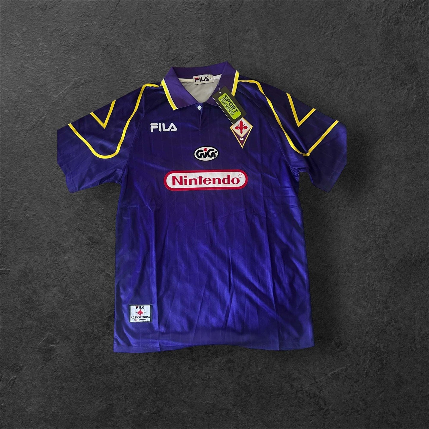 Fiorentina Home 1997-98 jersey with Nintendo logo and purple design.